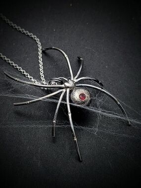 Sterling Silver Black Widow Necklace